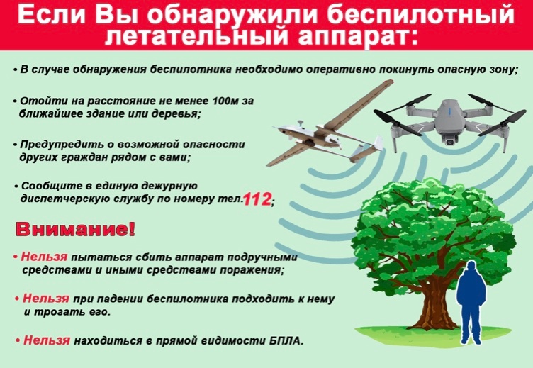 ПАМЯТКА  населению о порядке действий   при обнаружении   беспилотных летальных аппаратов (БПЛА).