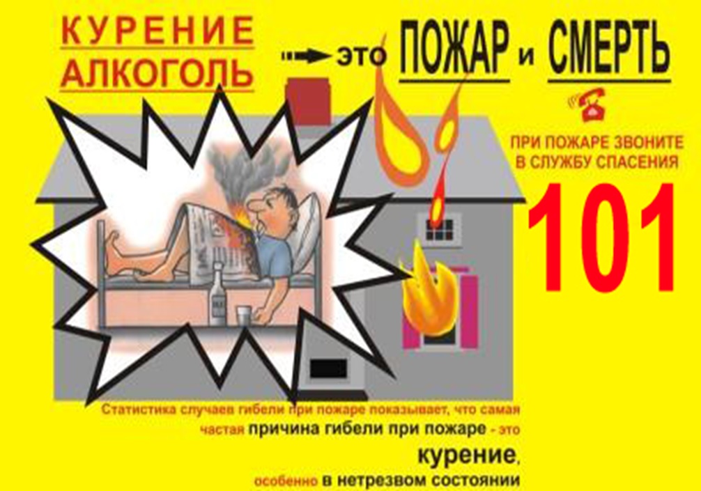 Злоупотребление алкоголем, курением приводит к пожарам.