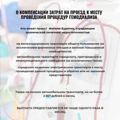 Компенсация за проезд на процедуру гемодиализа.
