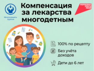 Многодетные семьи Бурятии получают 100% компенсацию за лекарства детям до 6 лет.